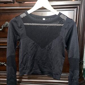 Black Mesh Detail Women's Seamless Top
